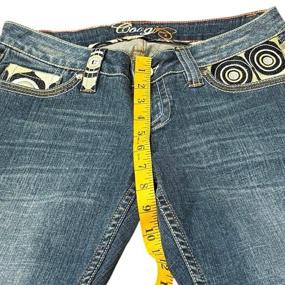 Rare NWT Vintage Coogi 29"W 31"L Low-Rise Flare Jeans Y2K Geometric Embroidery - Picture 10 of 16
